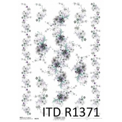 Papier ryżowy ITD A4 R1371, kwiaty, drobne kwiatki